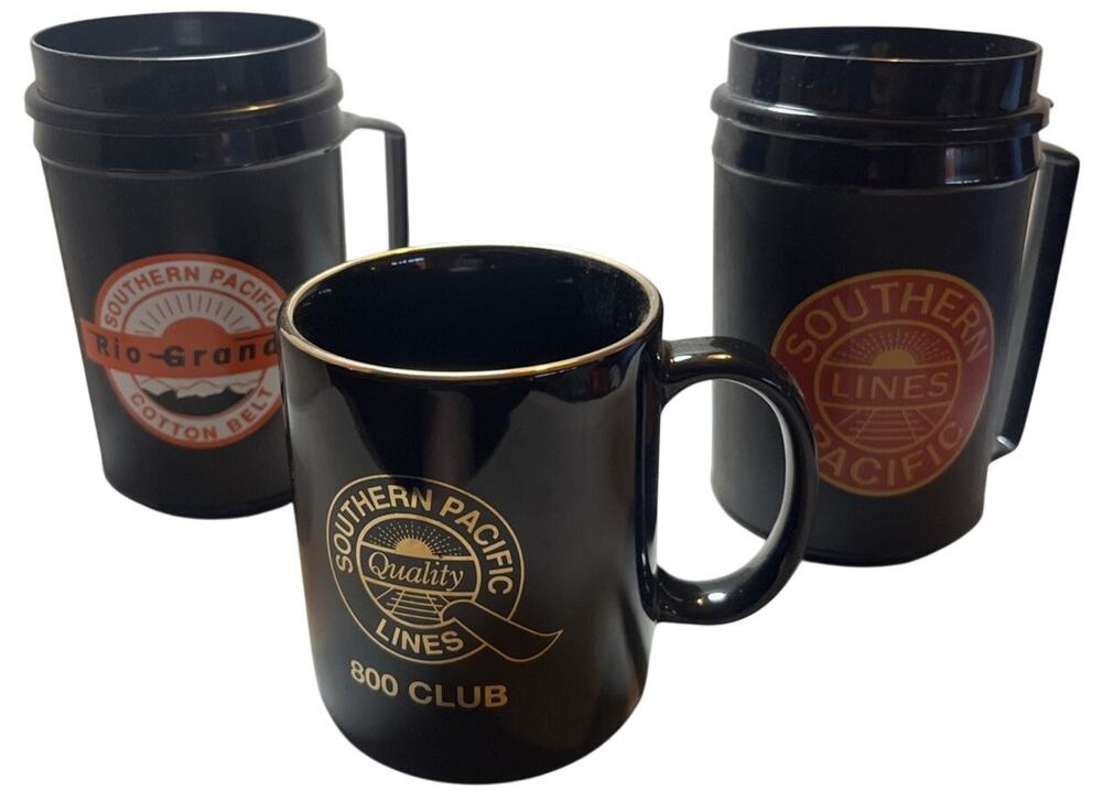 Vintage Aladdin Southern Pacific Railroad Mugs, Set of 3 – Collectible Cups